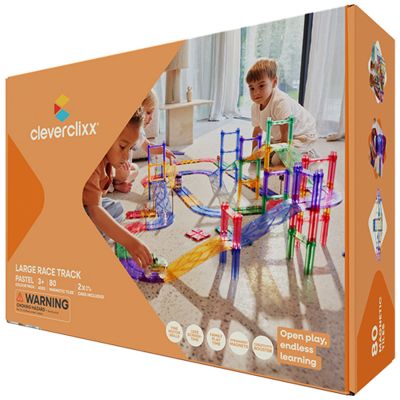 Grand kit de construction magnétique Circuit de voitures Pastel (80 pièces)