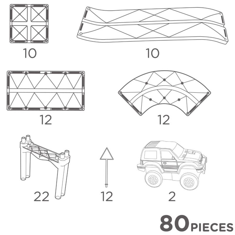 Grand kit de construction magnétique Circuit de voitures Pastel (80 pièces) Cleverclixx Produit 9
