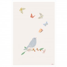 Affiche Papillons et oiseau (60 x 40 cm)  par Mimi'lou