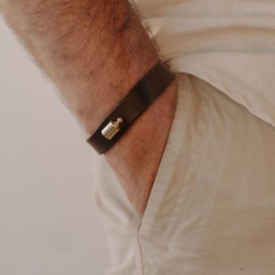 Bracelet en cuir Mon Petit Poids Brun (plaqué or jaune) Mon Petit Poids