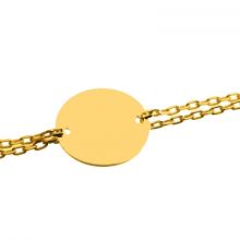 Bracelet empreinte gourmette double chaîne 18 cm (or jaune 750°)   par Les Empreintes