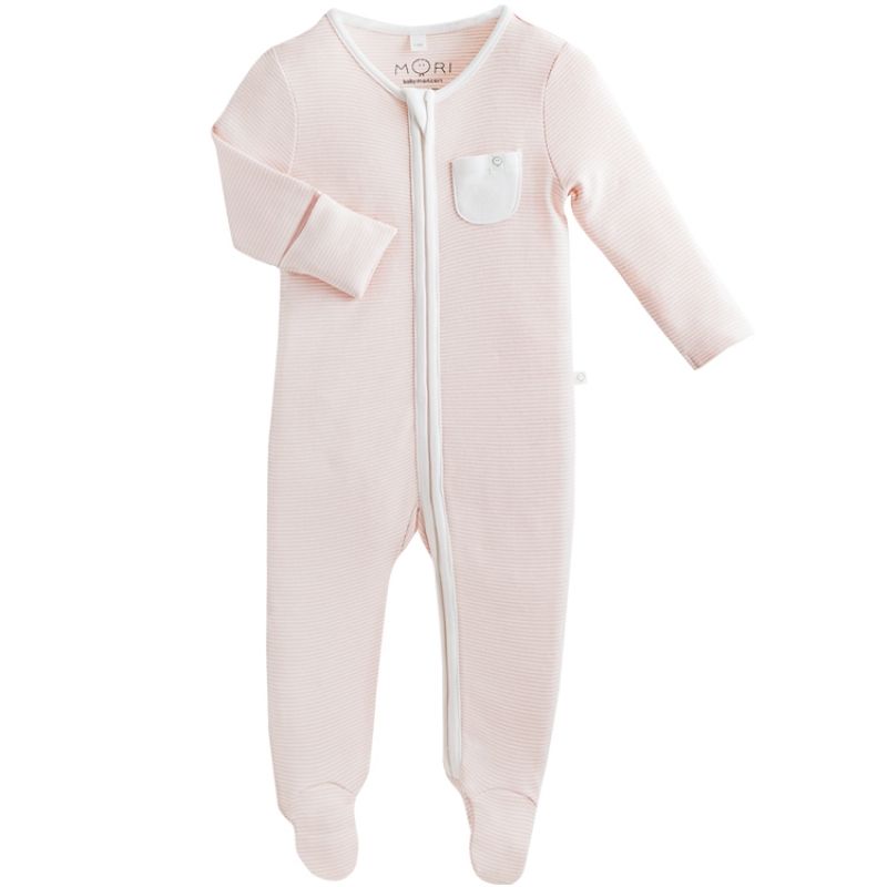 Pyjama léger Zip Up rose clair (0-3 mois) MORI
