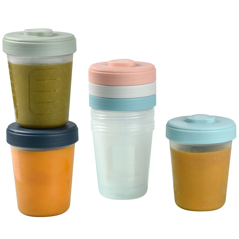 Lot de 6 pots de conservation bleu, rose et vert (250 ml) Béaba