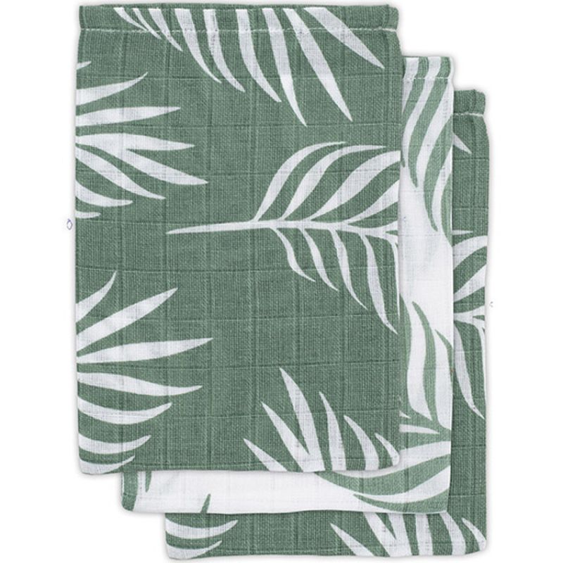 Lot de 3 gants de toilette en gaze de coton Nature Ash Green Jollein