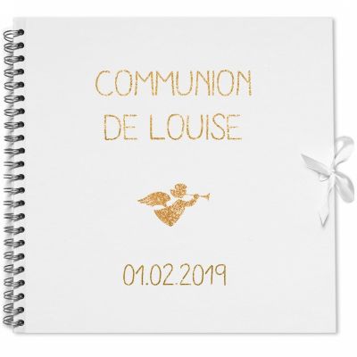 Album photo communion personnalisable blanc et or (30 x 30 cm)