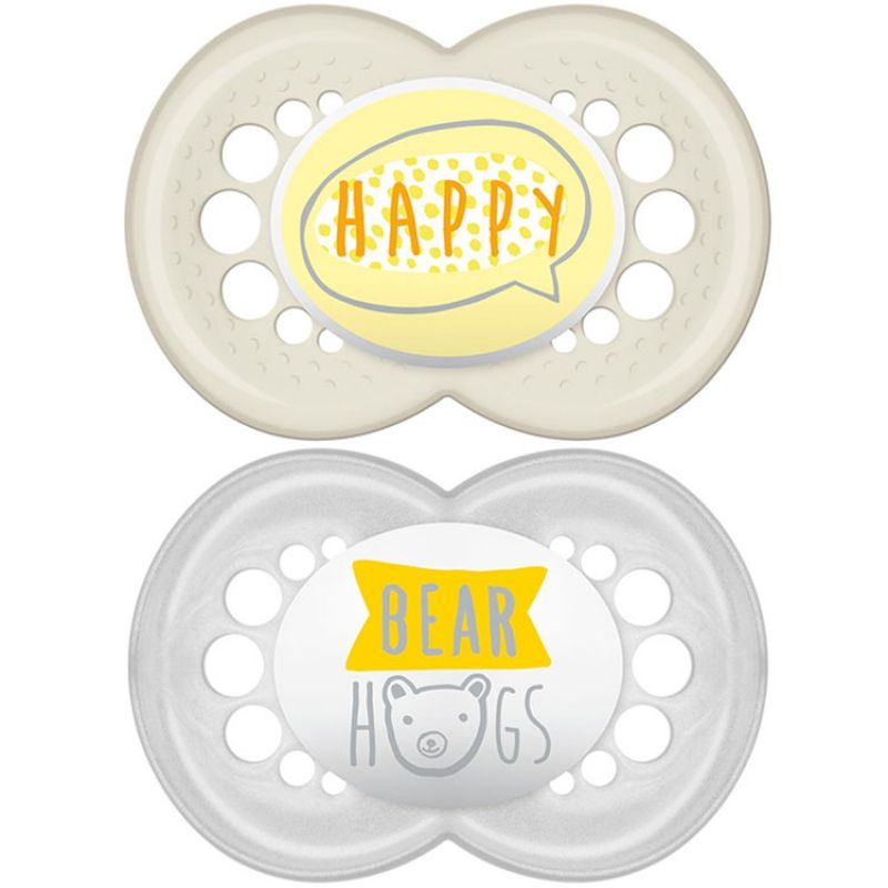 Lot de 2 sucettes anatomiques Décor message mixte (18 mois et +) MAM
