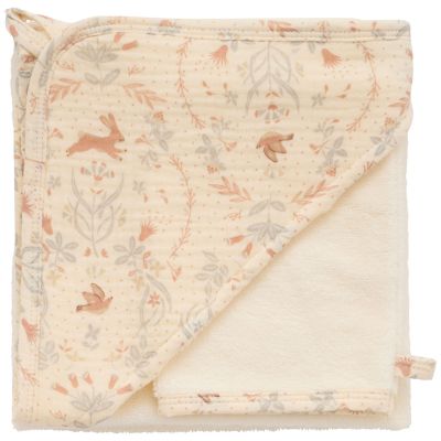 Cape de bain bambou et gant jardin enchanté et ivoire BB & Co