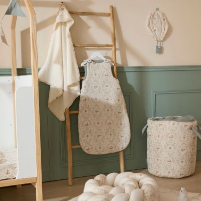Cape de bain bambou et gant jardin enchanté et ivoire