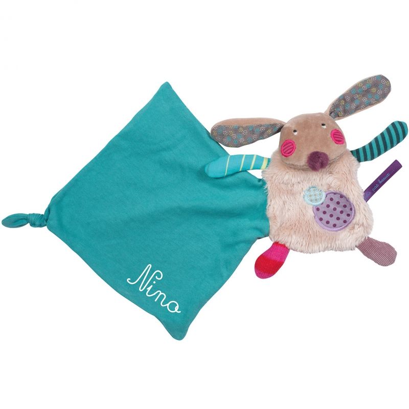 Doudou mouchoir lapin Jolis pas beaux personnalisable (16 cm) Moulin Roty