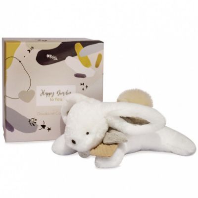 Peluche avec coffret lapin beige Happy Wild (25 cm)  par Doudou et Compagnie