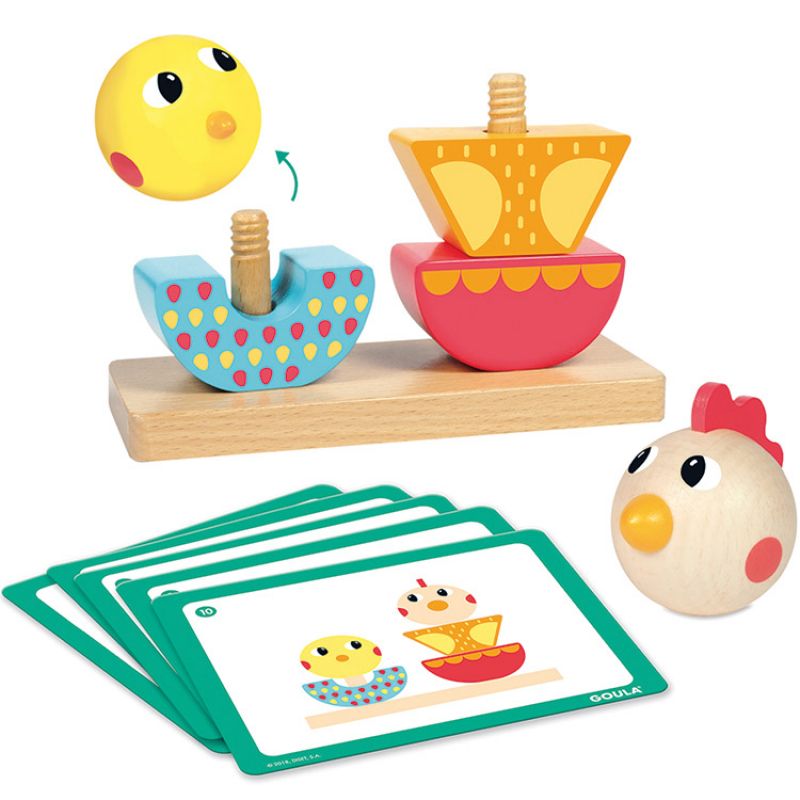 Jeu à visser en bois Empile et visse cocotte Goula