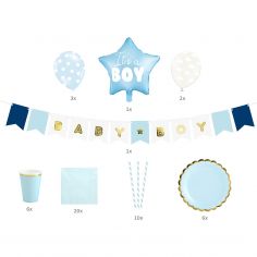 Kit décoration Baby Shower ''It's a boy'' (49 pièces) - Party Deco