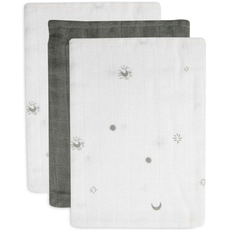 Lot de 3 gants de toilette en coton Stargaze Leaf Green Jollein