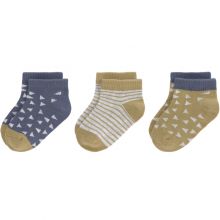 Lot de 3 paires de chaussettes bébé en coton bio bleu et curry (pointure 15-18)  par Lässig 