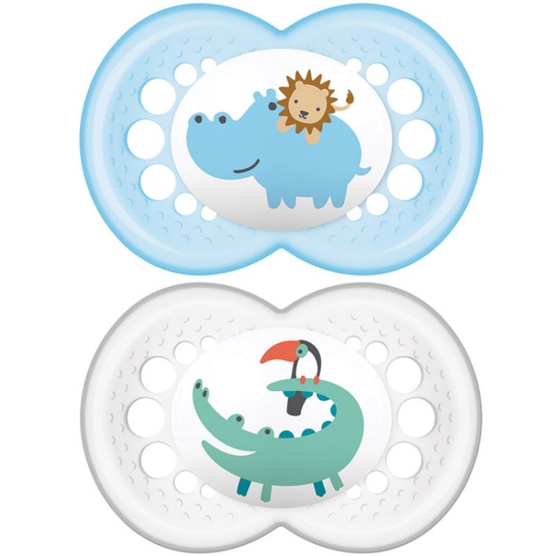 Lot de 2 sucettes anatomiques Décor classique en silicone (6 mois et +) MAM