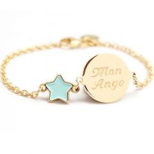 Bracelet enfant étoile laqué vert d'eau plaqué or (personnalisable)  par Petits trésors