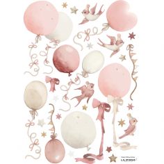 Sticker ballons rose à pois dorés Flamingo by Lucie Bellion