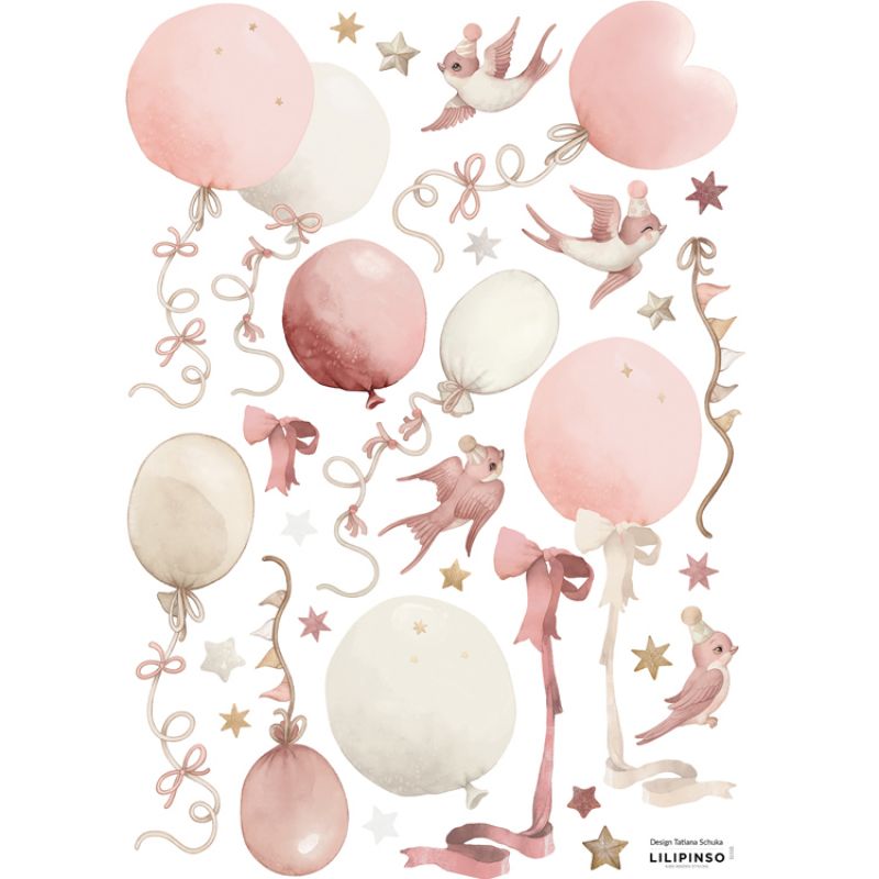 Planche de stickers A3 Cerfs-volants et ballons roses Lilipinso Produit 1 grande taille