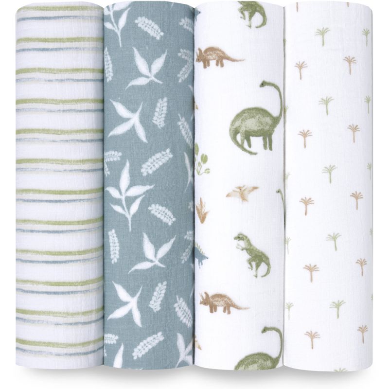 Lot de 4 maxi-langes essentials dino jungle (112 x 112 cm) aden + anais