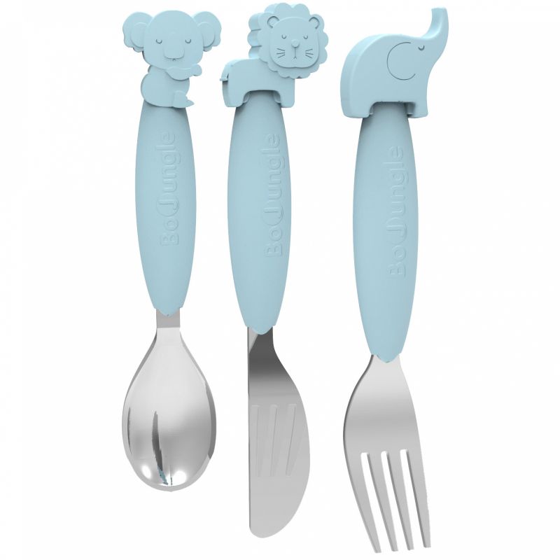Set couverts en silicone bleu Bo Jungle