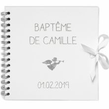 Album photo baptême personnalisable blanc et argent (20 x 20 cm)  par Les Griottes