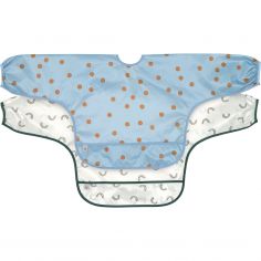 Lot de 2 bavoirs manches longues Happy Rascals Smile bleu ciel - Lässig 