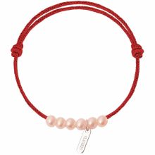 Bracelet enfant Baby little treasures cordon rouge passion 6 perles roses 3 mm (or blanc 750°)  par Claverin