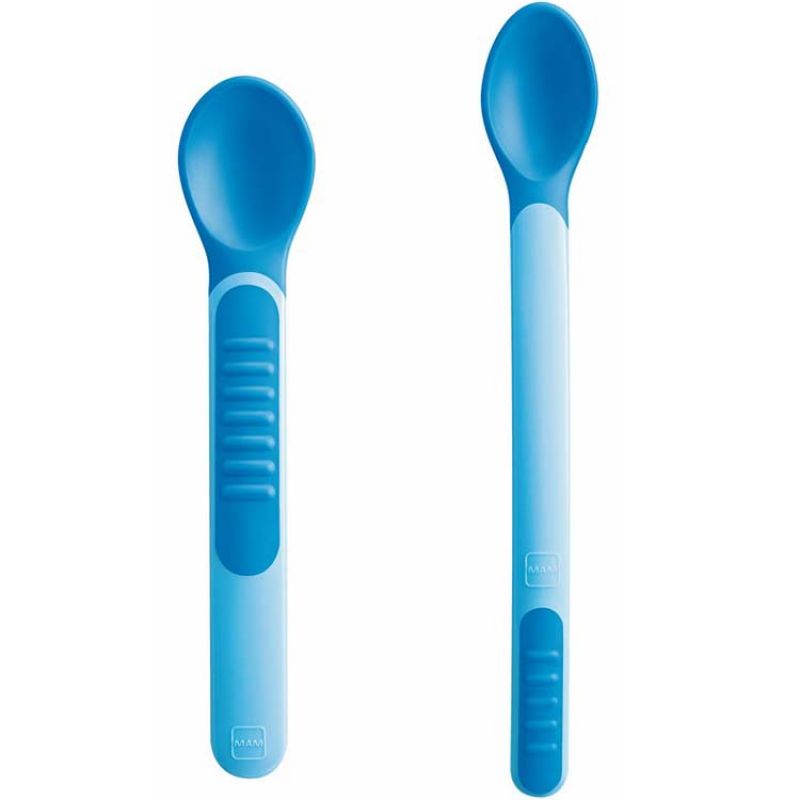 Lot de 2 cuillères thermosensibles bleues et étui de transport MAM