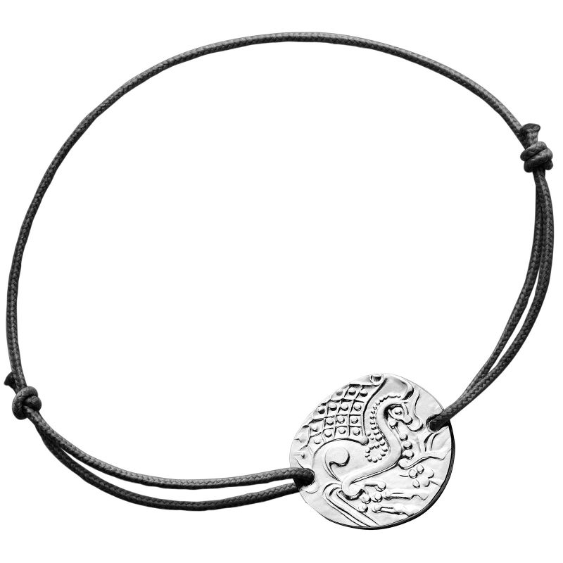 Bracelet cordon noir Cheval Gaulois 18 mm (argent 950°) Monnaie de Paris