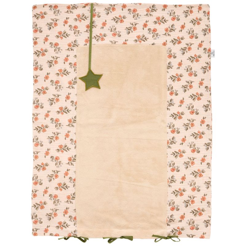 Housse de matelas à langer fleurs beige et fougère (60x80 cm) BB & Co Produit 1