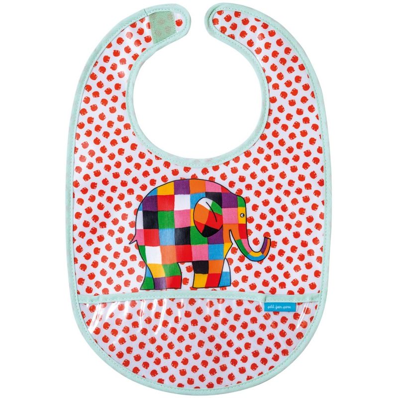 Bavoir à velcro plastifié Elmer rouge Petit Jour Paris