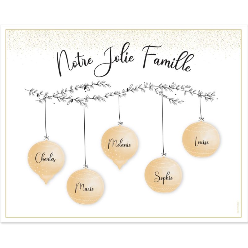 Affiche Famille Boules de Noël personnalisable (40 x 50 cm) Mes Mots Déco