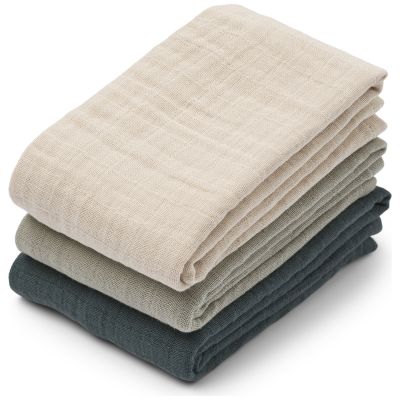 Lot de 3 langes Lewis Dove Blue Mix (65 x 65 cm) Liewood