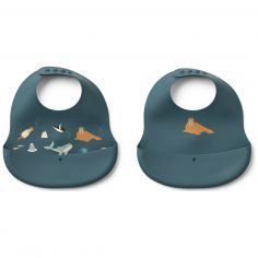 Lot de 2 bavoirs en silicone Ember Arctic Sea - Liewood