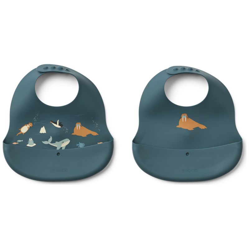 Lot de 2 bavoirs en silicone Ember Arctic Sea Liewood Produit 1