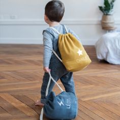 Sac à dos à ficelles jaune moutarde (personnalisable)