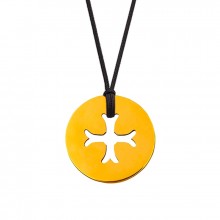 Collier cordon médaille Mini Croix Byzantine 10 mm (or jaune 750°)  par Maison La Couronne