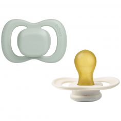 Lot de 2 sucettes symétriques en latex Sage-Vanilla (6 mois et +) - B.Box