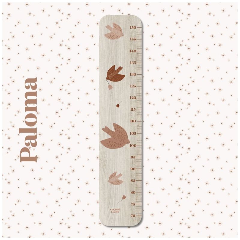 Toise en bois Les colombes Paloma personnalisable Charlie et Suzie Ambiance 1