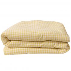 Housse de couette percale de coton Vichy Tournesol (75 x 120 cm) - Kadolis