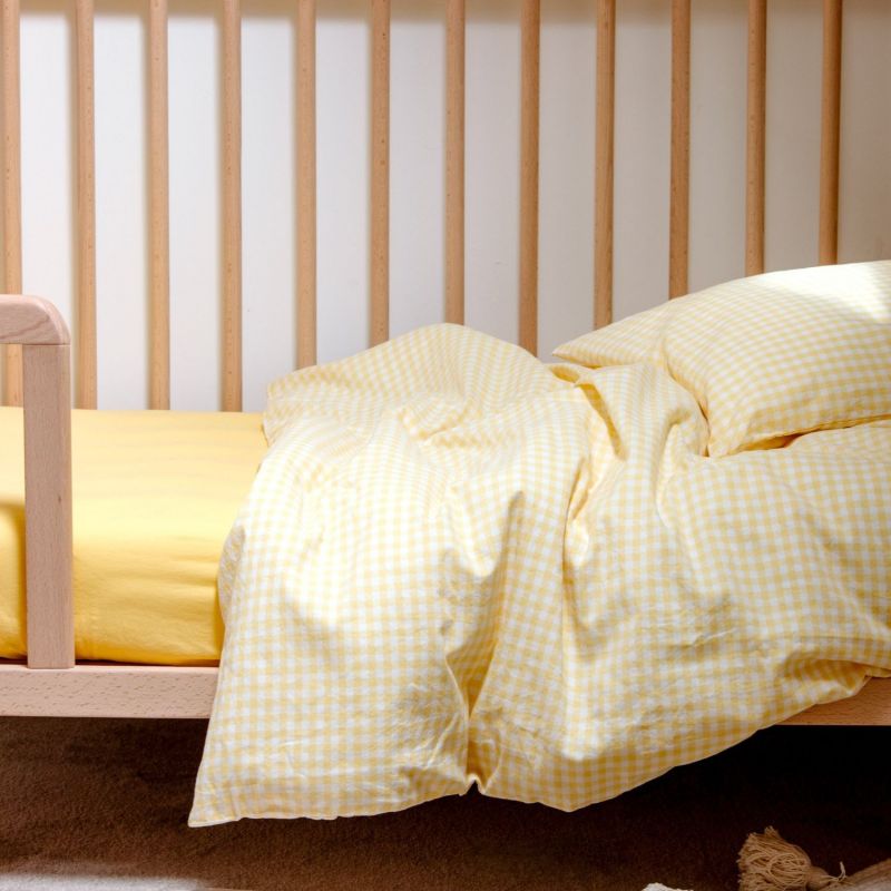 Housse de couette percale de coton Vichy Tournesol (75 x 120 cm) Kadolis Produit 5