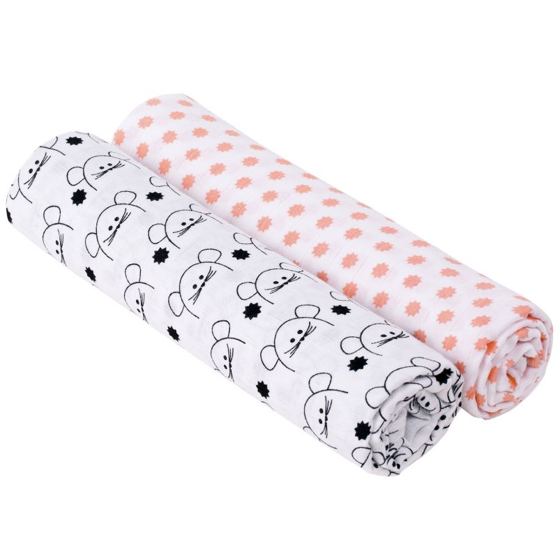 Maxi lange en mousseline Little Chums souris (120 x 120 cm) Lässig