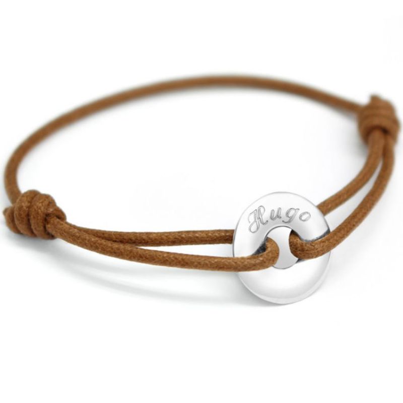 Bracelet cordon Mini jeton (or blanc 375°) Petits trésors