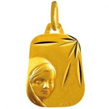 Médaille trapèze Vierge 17 mm facettée (or jaune 750°)  par Maison Augis