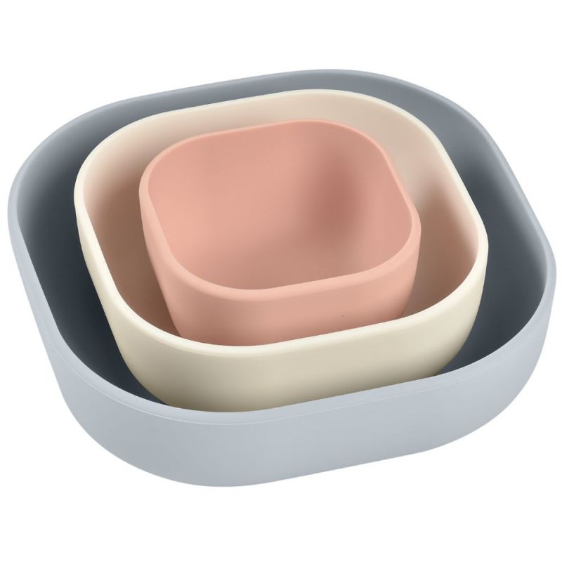 Lot de 3 bols silicone gigogne velvetgrey-cotton-dustyrose) Béaba