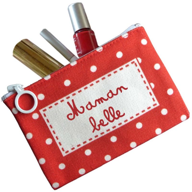 Mini Pochette Fête des mères rouge (personnalisable) Les Griottes