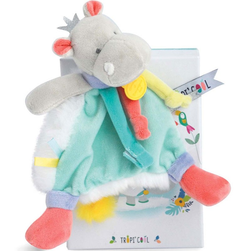 Doudou attache sucette Tropi'cool Hippopotame Doudou et Compagnie