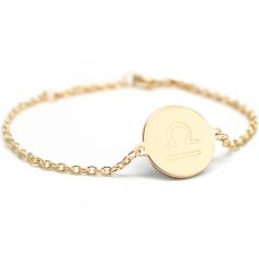 Bracelet chaîne médaille Balance personnalisable (plaqué or) - Petits trésors