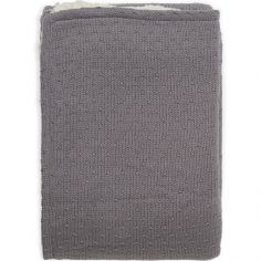 Couverture en tricot Teddy Bliss knit storm grey gris (75 x 100 cm)