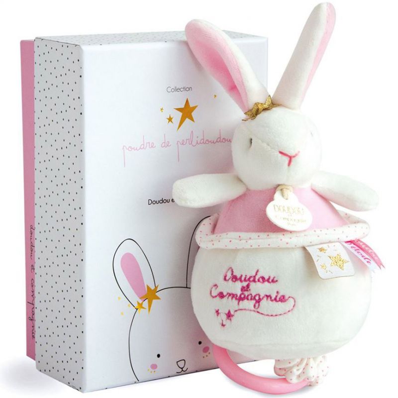 Coffret peluche musicale Lapin étoile Poudre de Perlidoudou (14 cm) Doudou et Compagnie